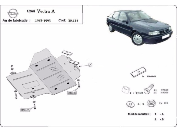 Oceľový kryt motora Opel Vectra A (1988-1995)Opel Vectra