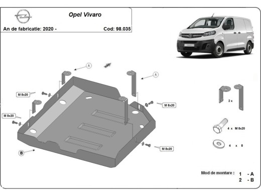Oceľový kryt AdBlue Opel Vivaro (2020-2026)