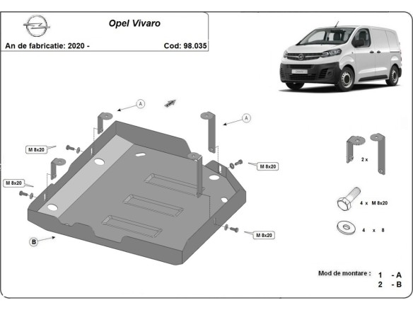Oceľový kryt AdBlue Opel Vivaro (2020-2026)