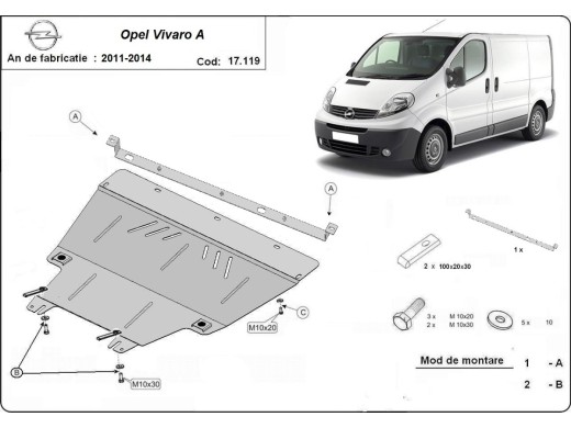 Oceľový kryt motora Opel Vivaro (2011-2014)Opel Vivaro