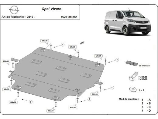 Oceľový kryt motora Opel Vivaro (2019-2026)