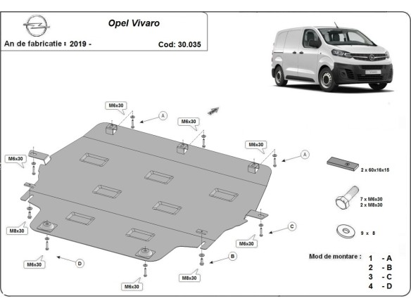 Oceľový kryt motora Opel Vivaro (2019-2026)