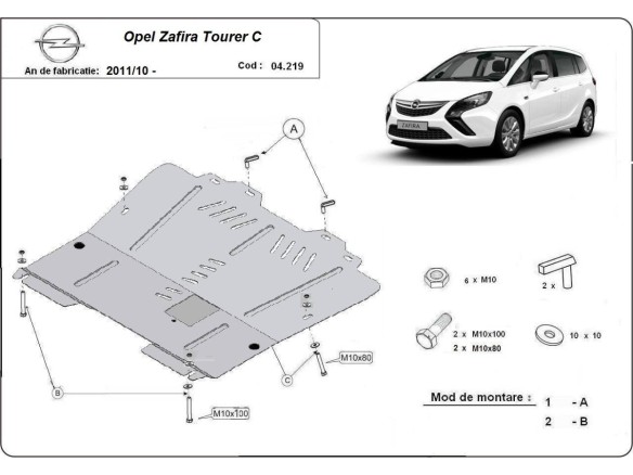 Oceľový kryt motora Opel Zafira C (2011-2019)Opel Zafira