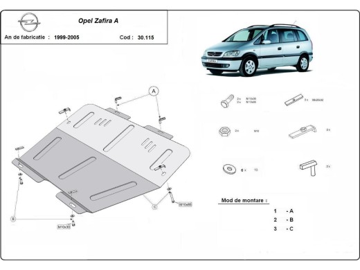 Oceľový kryt motora Opel Zafira (1999-2005)Opel Zafira