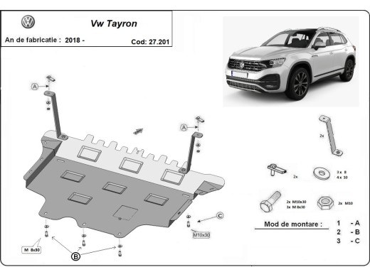 Oceľový kryt motora VW Tayron (2018-2025)Volkswagen Tayron