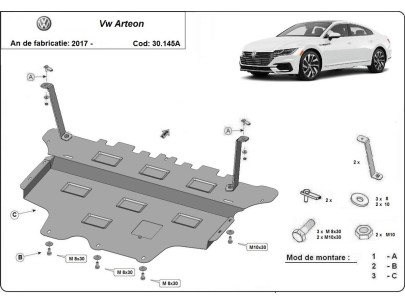 Oceľový kryt motora VW Arteon - Automatická prevodovka (2017-2025) 2