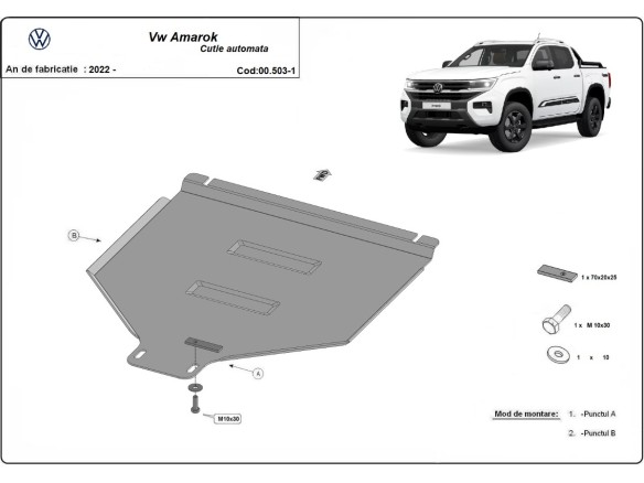 Oceľový kryt prevodovky automat Volkswagen Amarok (2022-2025)Volkswagen Amarok