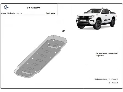 Oceľový kryt palivovej nádrže Volkswagen Amarok (2022-2026)