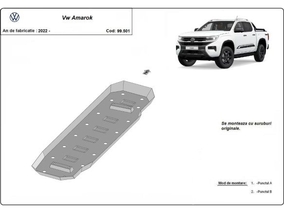 Oceľový kryt palivovej nádrže Volkswagen Amarok (2022-2025)Volkswagen Amarok