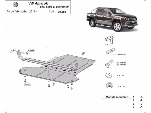 Oceľový kryt prevodovky a reduktora Volkswagen Amarok (2010-2022)Volkswagen Amarok