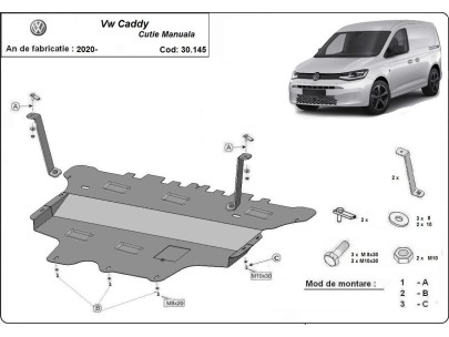Oceľový kryt motora VW Caddy (2020-2025) 2