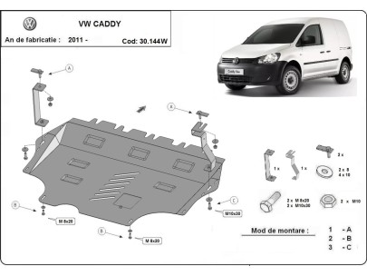 Oceľový kryt motora VW Caddy (2020-2025)Volkswagen Caddy 2
