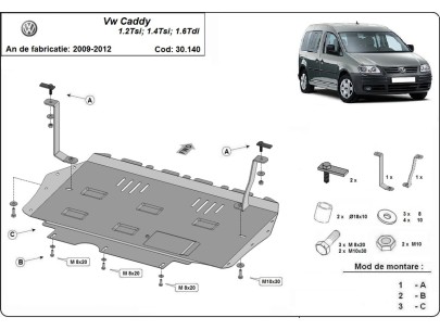Oceľový kryt motora VW Caddy (2020-2025)Volkswagen Caddy 2