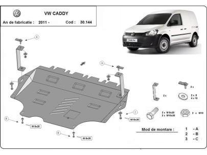 Oceľový kryt motora VW Caddy (2020-2025)Volkswagen Caddy 2