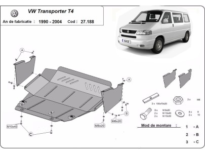 Oceľový kryt motora VW Transporter T4 Caravelle (1990-2003) 2