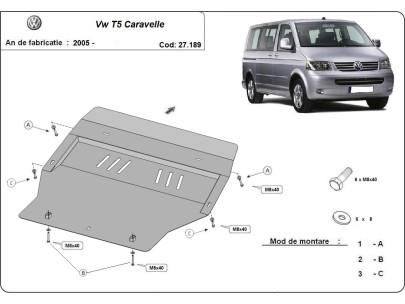 Oceľový kryt motora Volkswagen T5 Caravelle (2003-2015) 2