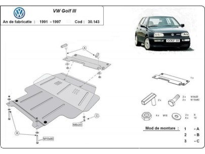 Oceľový kryt motora VW Golf 3 (1991-1998) 2