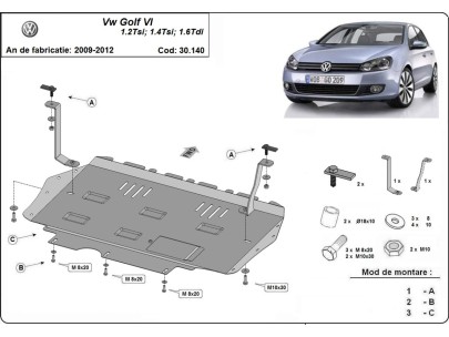 Oceľový kryt motora VW Golf 6 (2010-2012) 2