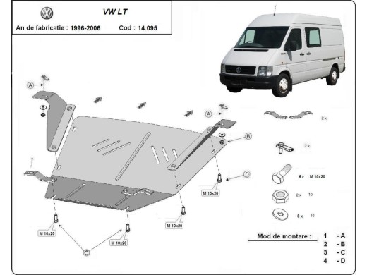 Oceľový kryt motora Volkswagen LT (1996-2006)Volkswagen LT