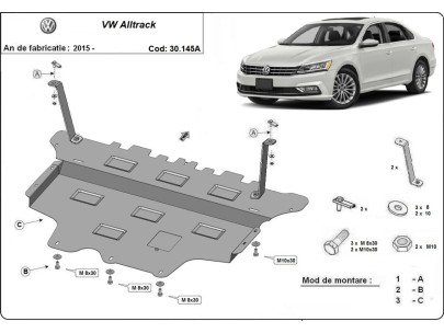 Oceľový kryt motora VW Passat Alltrack - Automatická prevodovka (2015-2024) 2