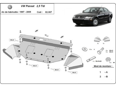 Oceľový kryt motora VW Passat B5, B5.5 (2001-2004) 2