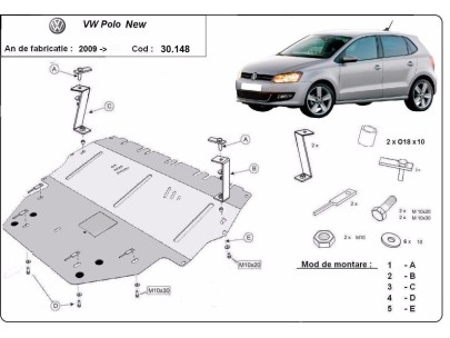 Oceľový kryt motora Vw Polo (6R) Diesel (2009-2017) 2