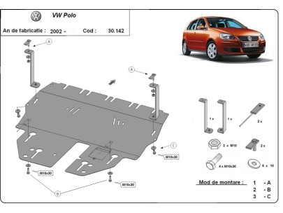 Oceľový kryt motora VW Polo benzin (2002-2009) 2