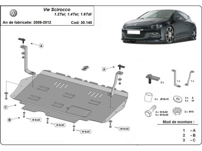 Oceľový kryt motora Volkswagen Scirocco (2008-2017) 2