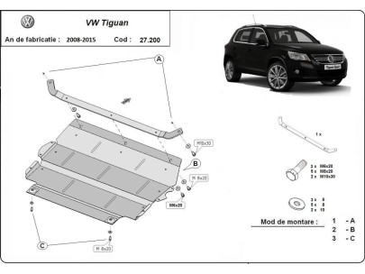 Oceľový kryt motora VW Tiguan (2008-2015) 2