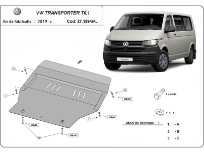 Oceľový kryt motora Volkswagen Transporter T6.1 (2019-2022)Volkswagen Transporter 2