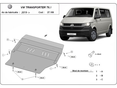 Oceľový kryt motora Volkswagen Transporter T6.1 (2019-2022) 2