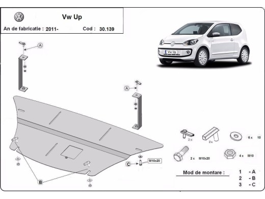 Oceľový kryt motora VW Up (2011-2026)