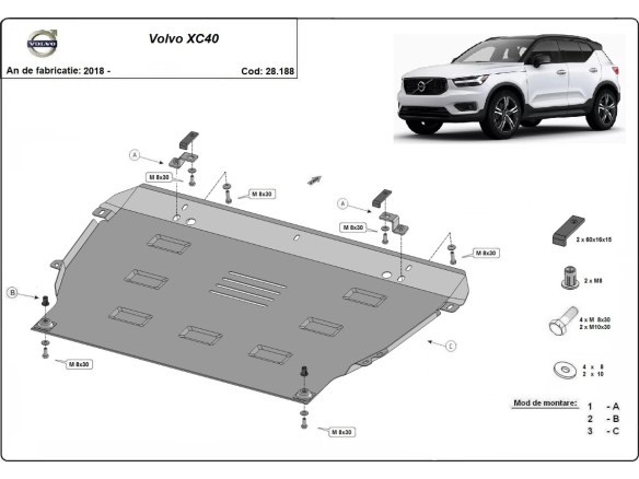 Oceľový kryt motora Volvo XC40 (2018-2025)Volvo XC40