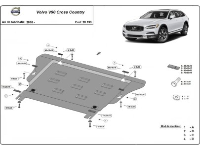 Oceľový kryt motora Volvo V90 Cross Country (2016-2025) 2