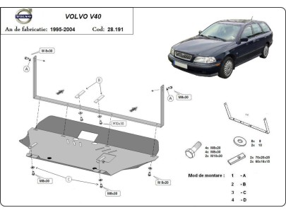 Oceľový kryt motora Volvo V40 (1995-2004) 2