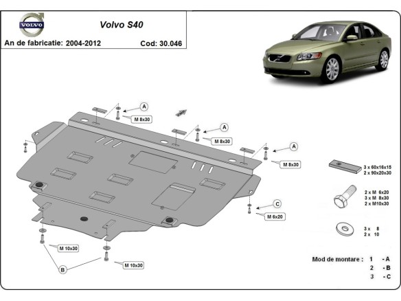 Oceľový kryt motora Volvo S40 (2004-2012)Volvo S40