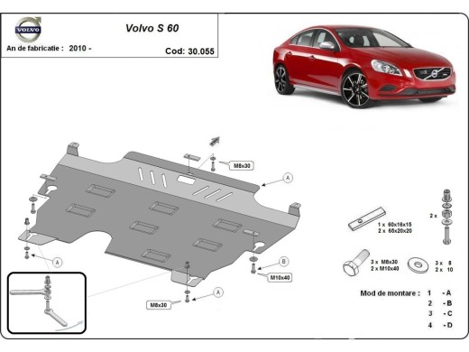 Oceľový kryt motora Volvo S60 (2010-2018)Volvo S60