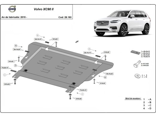 Oceľový kryt motora Volvo XC90 (2015-2026)