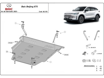 Oceľový kryt motora Baic Beijing X75 (2023-2025) 2