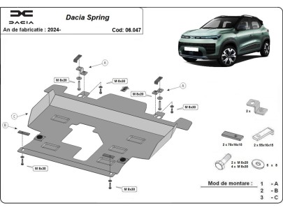 Oceľový kryt motora Dacia Spring (2024-2025) 2