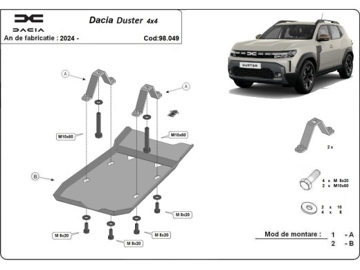 Oceľový kryt diferenciálu Dacia Duster 4x4 (2024-2026)