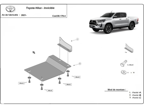 Oceľový kryt senzora DPF Toyota Hilux (2021-2025)Toyota Hilux Invincible