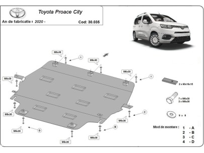 Oceľový kryt motora Toyota Proace City (2020-2025) 2