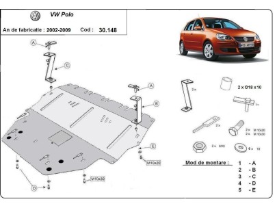 Oceľový kryt motora Vw Polo - diesel (2002-2009) 2