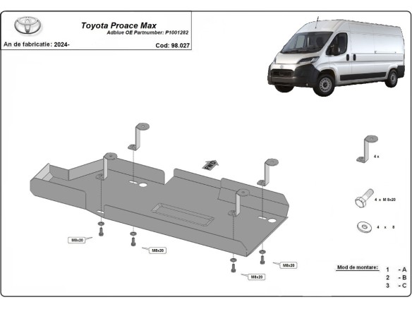 Oceľový kryt AdBlue Toyota Proace Max - P1001282 (2024-2025)Toyota Proace Max