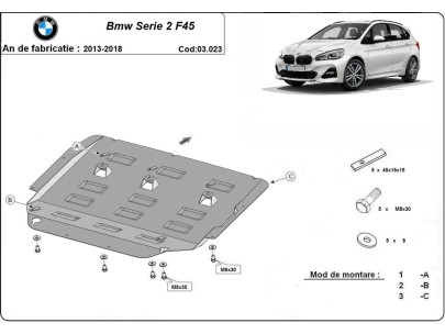 Oceľový kryt motora BMW Seria 2 F45 (2013-2018) 2