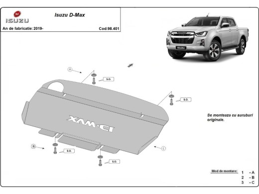 Oceľový kryt chladiča Isuzu D-Max (2019-2025)Isuzu D-Max