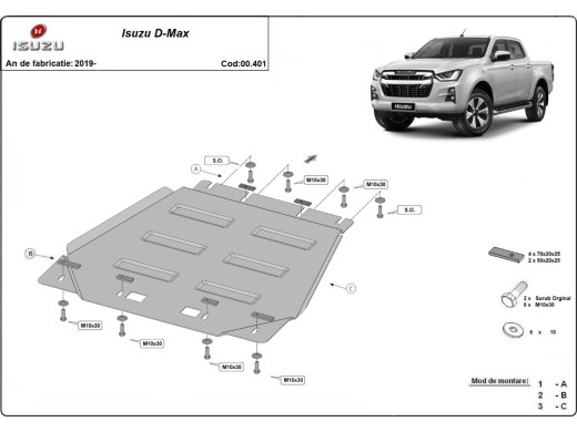 Oceľový kryt prevodovky Isuzu D-Max (2019-2025)Isuzu D-Max