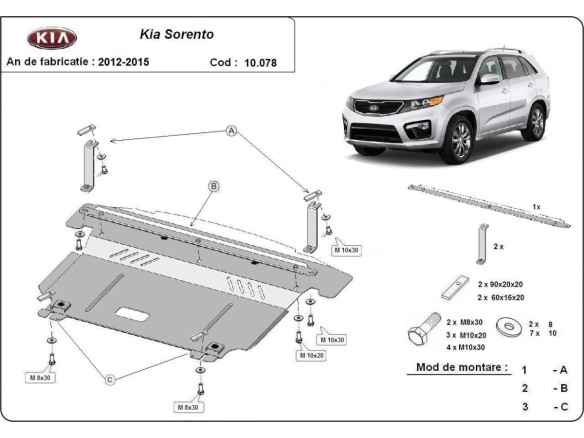 Oceľový kryt motora Kia Sorento (2012-2014)Kia Sorento