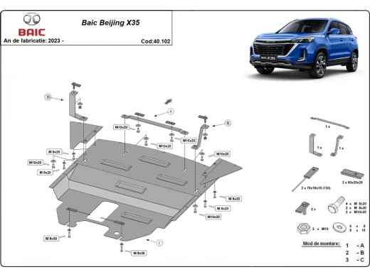Oceľový kryt motora Baic Beijing X35 (2023-2025)Baic Beijing X35